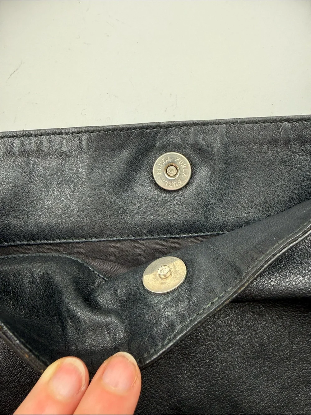 FURLA black leather hobo satchel shoulder bag